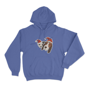 Dogs in Santa hats Hoodie Blue