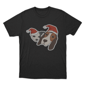 Dogs in Santa hats T Shirt Black