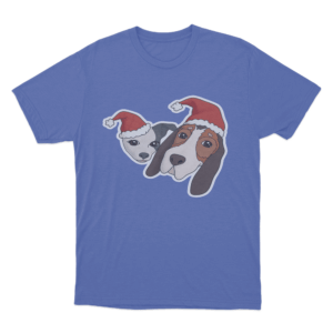 Dogs in Santa hats T Shirt Blue